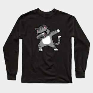 Dabbing Cat Funny Shirt Dab Hip Hop Dabbing Kitten Long Sleeve T-Shirt